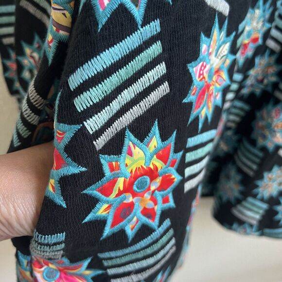 Johnny Was NWT Chelsea Midi Bomber Jacket Embroidered Duster Coat Sz S Oversized - Picture 4 of 6